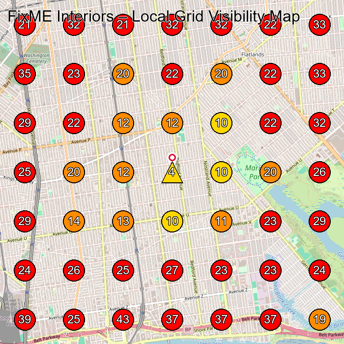 FixME Interiors GeoGrid visibility map for Construction Company in Brooklyn